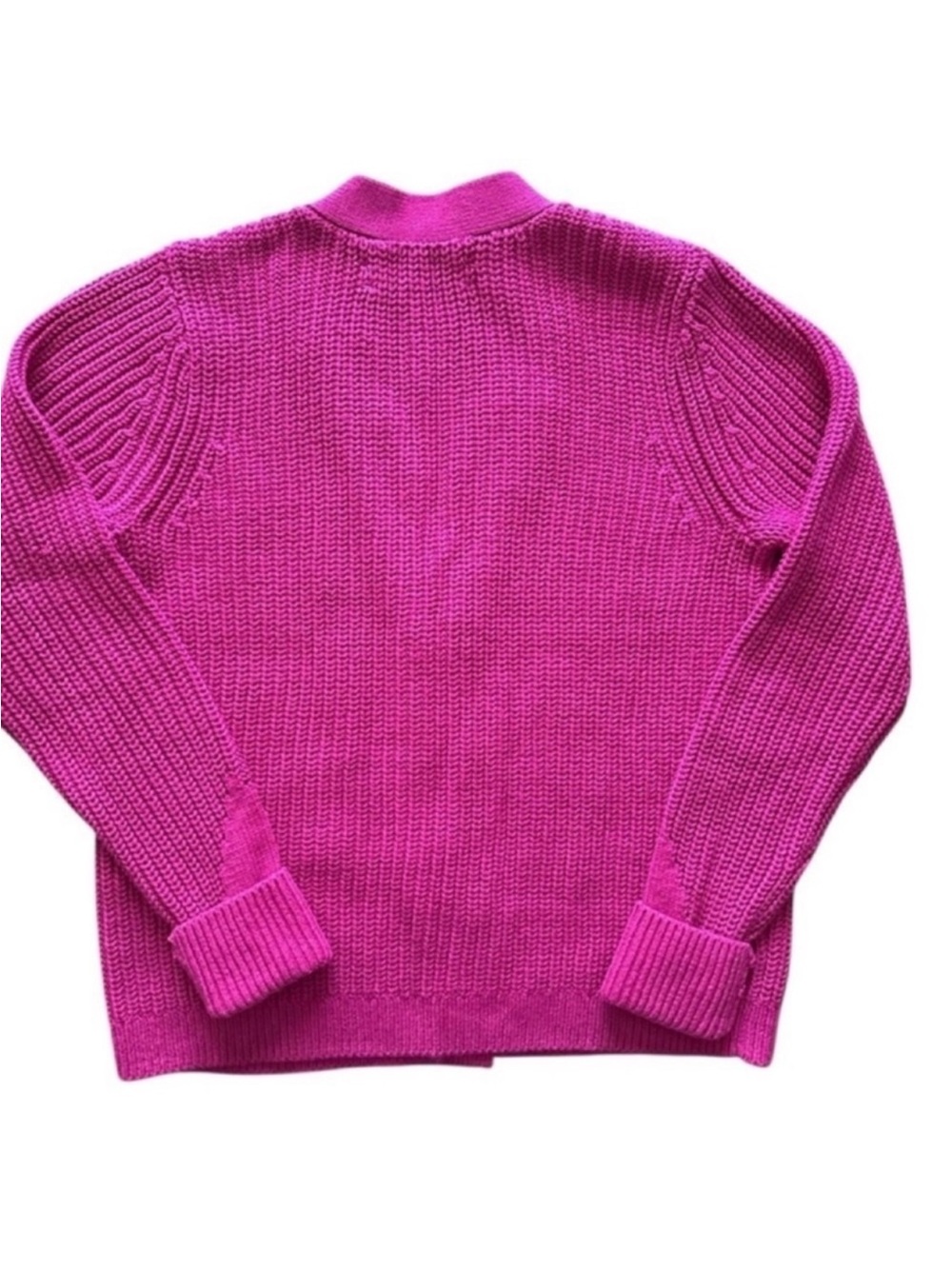 LOFT Bright Fuchsia Ribbed Button Cardigan - Picture 9 of 11